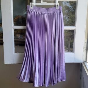 Endless Rose Pleated Lilac Satin A-line Skirt